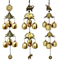 Decorative Figurines 1 String Pure Copper Wind Bell Chimes Hanging Door Decor Creative Metal Shop Doorbell 2 Layer 6 Bells