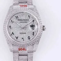 Steel Mens Diamond-studded Mechanical Strap Automatic Watches 40.6mm Ladies Fashion Wristwatches Bracelet Montre De Luxe Full Diamond Nine h