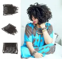 Mooie Afro Kinky Curly Virgin Cambodian Hair Clips Ins 7PCSSet Black Clip in Hair Extensions Real Human Hair 120GSet Geasy2445066