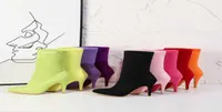 solid color purple orange pink yellow sexy socks booties thin high heels ankle stilettos boots big size 3348 2106111586351