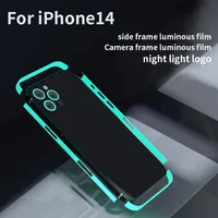Pele de decalque de moldura luminosa para iPhone 14 Pro Max Plus Glow in the Dark Side Screen Protector Cober com o logotipo da câmera Ultra Fin Startador