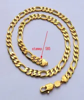 Solid Stamep 585 Hallmarked 18 k Yellow Fine Gold Gf Figaro Chain Link Necklace Lengths 8mm Italian Link 24quot3769810