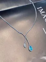 Chains Natural Topaz Necklace S925 Silver Gold-plated Inlaid Chain Length 45 5mm Bridal Luxury Jewelry
