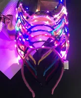 Christmas Decorations LED Flash Horn Cat Rabbit Mice Ear Crown Headband Adult kids Party Glowing Flashing Hairband Hoop prom fans Atmosphere prop gift 221130