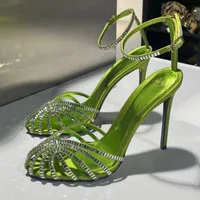 Alevi Milano High-Heeled Sandals Crystal-Encrusted Strap Spool 디자이너 파티 Shoewomen의 11cm 고급 거리 스타일 신발 공장 신발 35--41Size