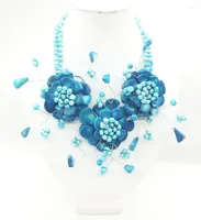 Choker Blue Ocean Classic Natural Coral Flower Necklace American Bridal Wedding 20"