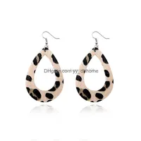 Dangle Chandelier High Quality Leopard Pu Leather Earrings Drop Set For Women Statement Dangle Hook Jewelry 15 Styles Choose Delive Dhs1L