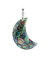 Gift Natural Abalone Shell Jewelry Moon Pendant Peacock Green Abalone Ocean Beach Inspired Accessory 5 Pieces4845825