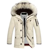 Marca casual marca casual pato white Down Jacket Men Winter Warm Long Grosso Male Overtemcoat Faux Fur à prova de vento Parkas 221130