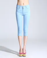 Women's Jeans Women Capris Pants Candy Color Summer Calf Length Breeches Trousers Skinny Denim For Ladies