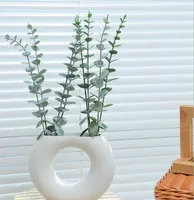 Decorative Flowers Nordic Plastic Eucalyptus Leaves Fake Plants Flower Material For Wedding Wall Home Decoration Artificial Plant Leaf Decor