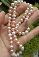 Fine 910mm south sea white pink purple multicolor pearl necklace 18quot 14k5272826