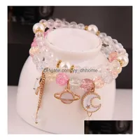 Charm Bracelets Glasses Beads Bracelets For Women Bohemian Bijoux Crystal Star Moon Charm Bracelet Femme Double Layer Sets Drop Deli Dhnri