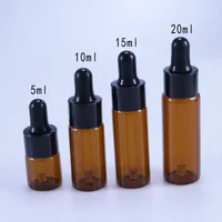 Perfume Bottle 50pcslot 5ml 10ml 15ml 20ml Amber Glass Dropper Jars Vials With Pipette For Cosmetic Essential Oil s 221130
