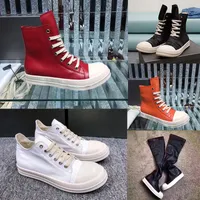 Designer Rick Boot Canvas RO Owens Leather Shoes Platform Sneakers Men Women High Street Boots Black White Pink Orange Over Knee Trainers Sneaker 35-45