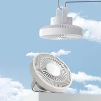 Outdoor Camping Air Cooler Fan With LED Lamp Remote Control USB Rechargeable Ceiling 3 Gear Wall Ventilador