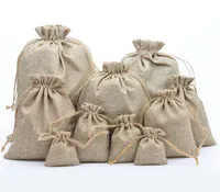 Natural Jute Drawstring Bags Stylish Hessian Burlap Wedding Favor Holders For Coffee Bean Candy Gift Bag Pouch3994510