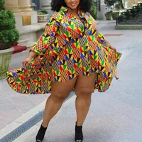 Vestidos informales 2022 Mujeres africanas Gran tamaño 4xl 5xl Impreso una línea Mid torne Alta Cantalía elegante Vestidos Vestidos Mujer