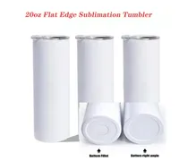 FLAT EDGE Blank Sublimation Tumbler 20oz STRAIGHT skinny tumbler Straight Cups Stainless Steel Beer Coffee Mugs Bottom Right Angle