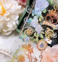 Gift Wrap Retro Clock Rose Garden Gold Shiny Washi PET Tape Planner DIY Card Making Scrapbooking Plan Decorative Sticker