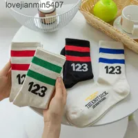 Popular Logo Men's Socks the Store 80% Wholesale and Retail 22 Year New Rrr123 Beige Medium Tube Stripe Digital Pure Cotton High Street with Fog Style Sweater Tide Brand
