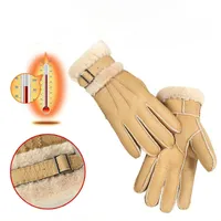 Fünf Fingerhandschuhe 100% Schaffell Winter für Frauen Männer echte Kaschmirfell warme Damen Vollfinger echtes Leder Fäumen 221130