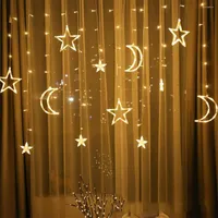 Strings 2.5m Fairy LED Star Moon Garland Lamp Home Party Decor Window Curtain String Light Romantic Wedding Decoration