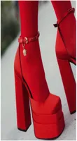 womens Dress shoes Luxury Designers Heeled sandals Medusa Aevitas Crystal Embellished Ankle strap satin 155CM chunky heels platfo5448529