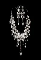 Sparkly Bling Crystals Diamond Necklace Jewelry Sets Bridal Earrings Rhinestone Crystal Party Wedding Accessories1450759