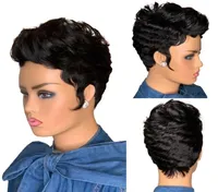 M￡quina completa curta curta bob pixie cortada sem renda Remy Remy Brasil Human Hair Wigs para Black Women5592000