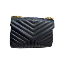 Bolsas de grife feminino bolsas bolsas Loulou Puffer Chain Brand Brand Classic Flip Leather Moda Moda Luxuros ombro Bolsa Crossbody Tamanho 25 cm com caixa