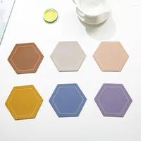 Table Mats Faux Leather Waterproof Heat Resistant Octagon Cup Mat Tableware Insulation Bowl Placemat Home Decor