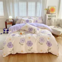 Bedding sets FAMCX GJILY Cute Floral Printed Bedding Sets 4 Pcs Cartoon Series Duvet Cover Flat Sheet Pillowcase Full Queen Size for Girl 221129