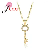 Chains Arrival Cat Ear Key Style Round Cubic Zirconia 24K Gold Sweet Ladies Ornament Necklace Support Wholesale