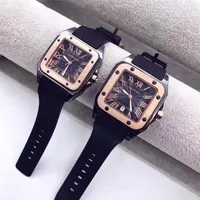 2020 Mens Woman Watches Top Brand Luxury Business Quartz Watch stainless steel rubber Strap Clock Men Waterproof Wristwatch Reloje3392