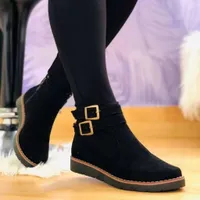 Boots Women Snow Flock Fur Women's Suede Ankle Female Flat Winter Plus Size Platform Ladies Warm Shoes 221129
