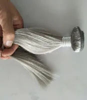 market silver grey hair extensions 4pcs lot human grey hair weave 100g brazilian straight wave virgin hair weft 2628421