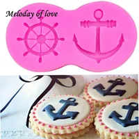 Baking Moulds Anchor Rudder Wheel Ship Shape Silicone Mold Fondant Forms Cookie Chocolate Cake Decorating Tools T0209