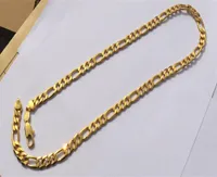 Solid Stamep 585 Hallmarked 24 k Yellow Fine Gold Filled Europe Figaro Chain Link Necklace Lengths 8mm Italian Link 60cm321l9580222