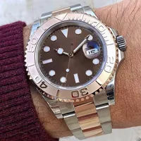 Новая мужская модернизированная мастер-серия Watch Brown Dial Керамическая рамка розовое золото.