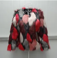 Women's Fur Faux Xs9Xl Womens Winter Autumn Imitation Mixed Color Fake Jacket Large Size Elegant Female Man-Made Outwears Coats J2369 221130