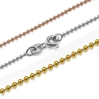 Chains 925 Sterling Silver Spring Buckle Classic Basic Beads Chain Adjustable Necklace Fashion Jewelry