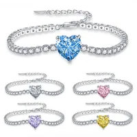 Luxury Heart Shape Crystal Bracelet For Women Fashion Heart Chain Bracelets Rhinestone Bangle Wedding Bridal Jewelry Accessories Gifts