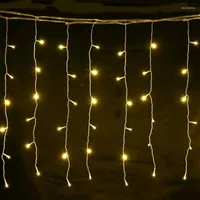 Strings 4M 0.6M LED Curtain Icicle String Lamp Fairy Lights Christmas Window Garden Xmas Wedding Party House Decor-Warm White