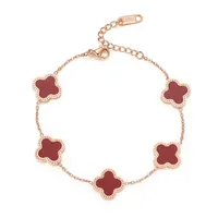 Bracelets de charme quatro jóias de moda com trevo de folhas para homens meninas adolescentes penduradas 18k ouro rosa ajustável