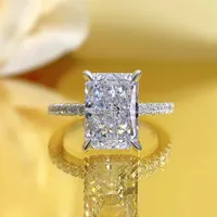 Anéis de casamento Fine Pure Silver High Carbon Retângulo de 3ct Anel de diamante Radiant Cut Jewelry 221130