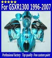7 gåvor ABS -mässor för Suzuki GSX1300R Hayabusa 1996 2007 GSX 1300R 9607 GSX1300R Svart i glansigt vattenblå fairing Body SE9374749