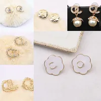 20 Style Brand Designers Letters Stud 18K Gold Plated Geometric Metal Women Rhinestone Pearl Dangle Long Earring Wedding Party Jewerlry Accessories