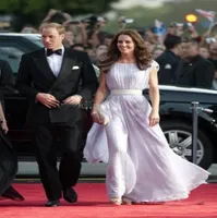 Graceful Chiffon Kate Middleton Red Carpet Dresses Lilac Long Prom Jurk Runway Fashion Evening Jurk Custom1040454