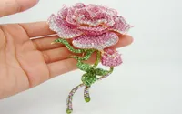 Whole Beautiful Rhinestone Fashion Jewelry Rose Bud GoldPlate Pink Rhinestone Crystal Brooch Pin For Woman9149812